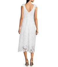 Layered With Love Dixie Lace V-Neck Sleeveless Tie Shoulder Scallop Hem Midi Dress
