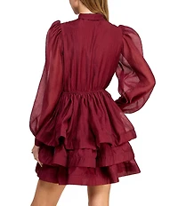 Layered With Love Elise Long Sleeve Neck Tie Ruffle Mini Dress