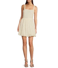 Layered With Love Eloise Soutache Lace Square Neck Sleeveless Bubble Hem Mini Dress