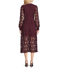 Layered With Love Evelyn Long Sleeve Lace Trim Midi Dress