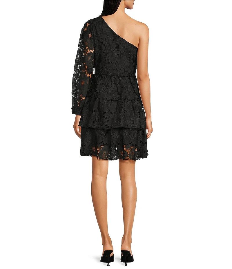 Layered With Love Flora Lace One Shoulder Neck Sleeveless A-Line Mini Dress