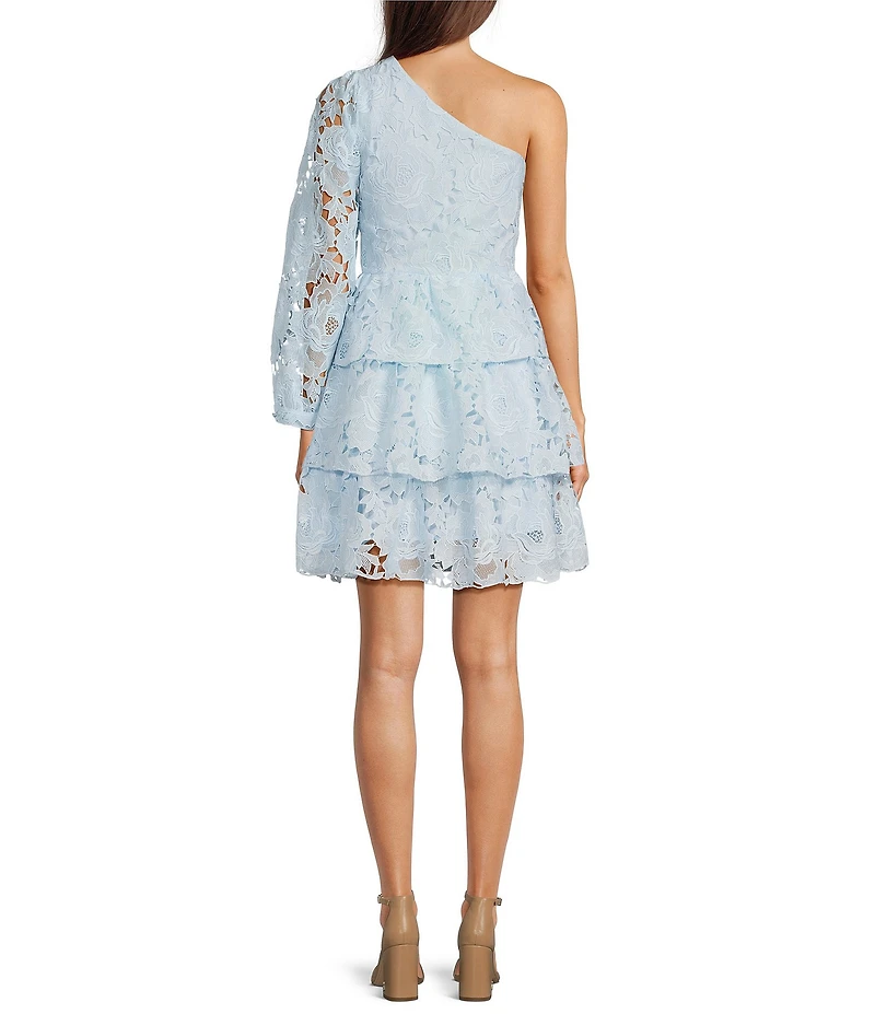 Layered With Love Flora Lace One Shoulder Neck Sleeveless A-Line Mini Dress