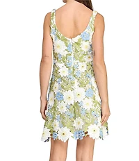 Layered With Love Gabriella 3D Floral Lace V Neck Sleeveless A-Line Mini Dress