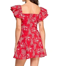 Layered With Love Giovana Embroidered Flutter Sleeve Mini Dress