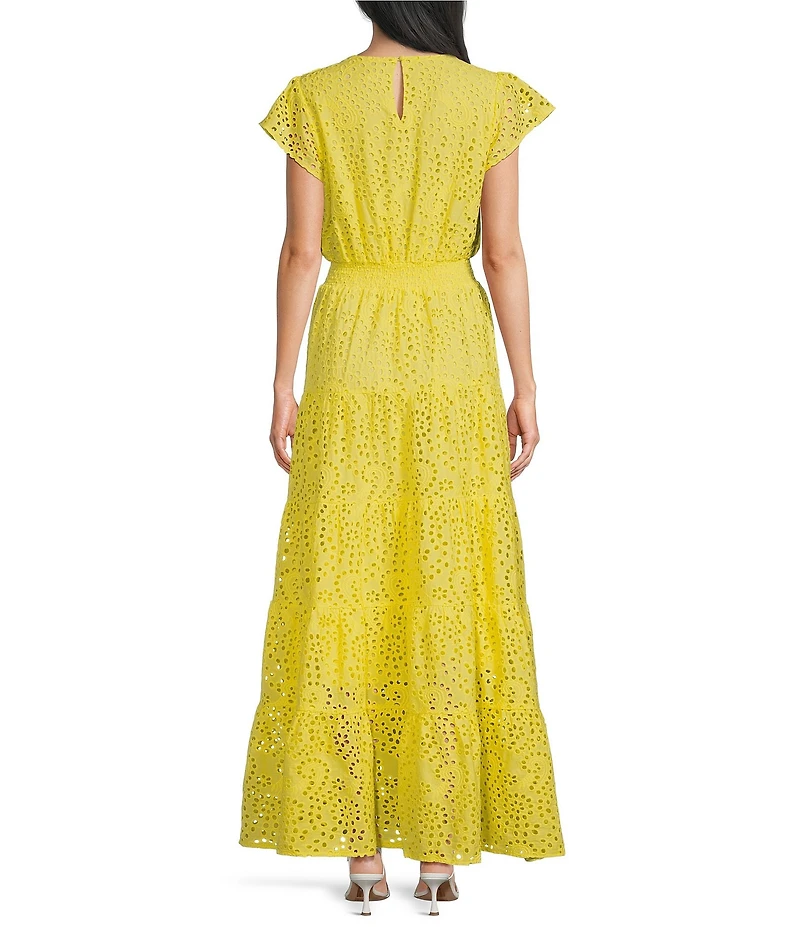 Layered With Love Jane Eyelet V-Neck Sleeveless Ruffle Midi Dress