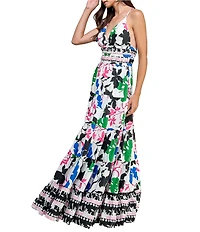 Layered With Love Lily V-Neck Smocked Printed Cotton Poplin Maxi Dress