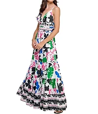 Layered With Love Lily V-Neck Smocked Printed Cotton Poplin Maxi Dress