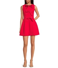 Layered With Love Lina Round Neck Sleeveless Bow Front Crepe Hourglass Mini Dress