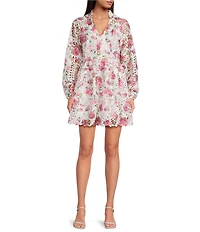 Layered With Love Long Sleeve Floral Lace Mini Dress
