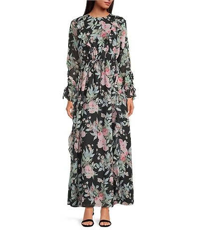 Layered With Love Luna Floral Printed Chiffon Maxi Dress