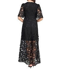 Layered With Love Nathalie Lace Short Sleeve Illusion Hem Maxi Dress