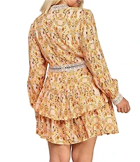 Layered With Love Plus Size Alexandra Long Sleeve Paisley Print Mini Dress