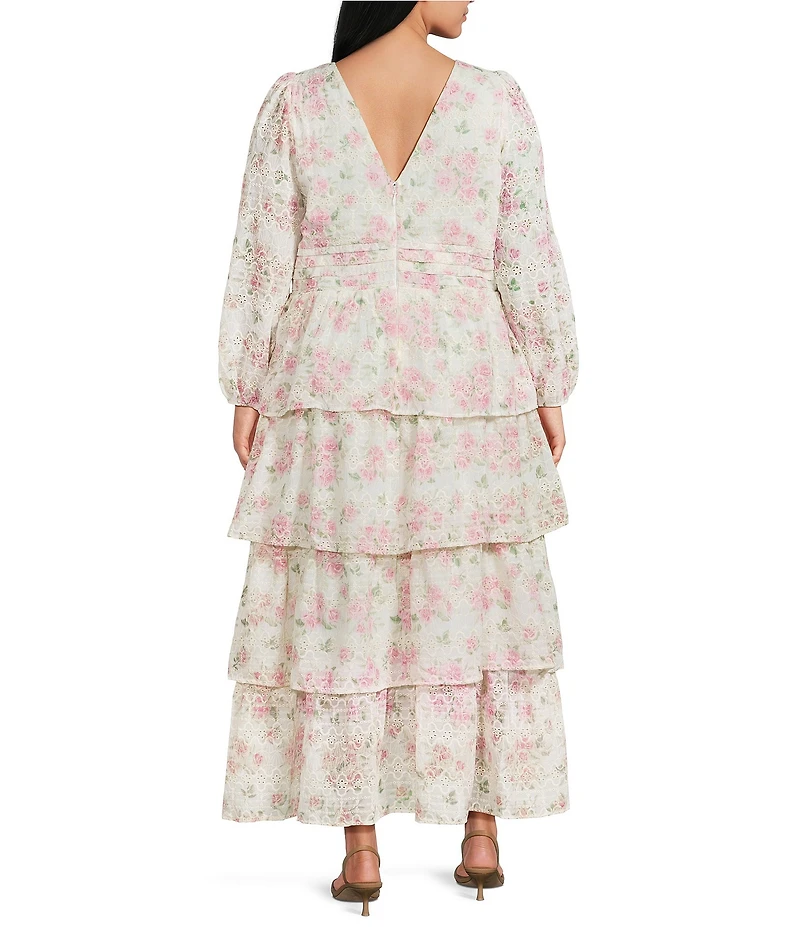 Layered With Love Plus Size Amanda Floral Tiered Ruffle Chiffon Long Dress