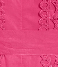 Layered With Love Plus Size Crew Neck Long Sleeve Bow Waist Detail Crochet Trim A-Line Short Dress