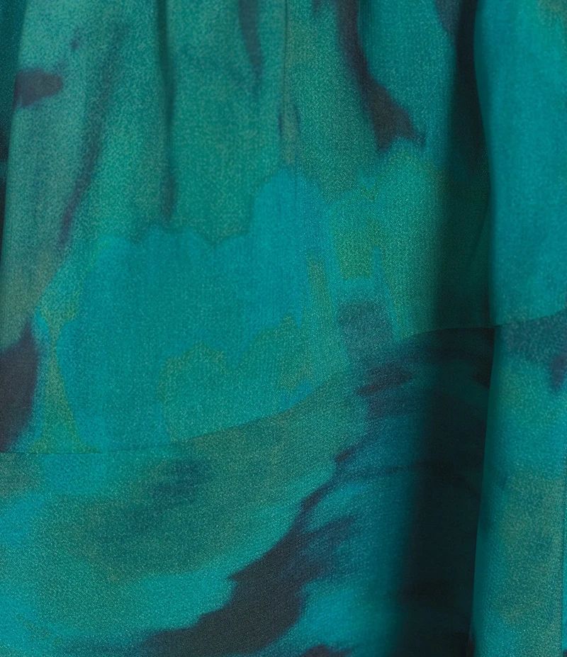 Layered With Love Plus Size Floral Printed Chiffon Long Bubble Sleeve Hi-Low Flowy Romantic Dress