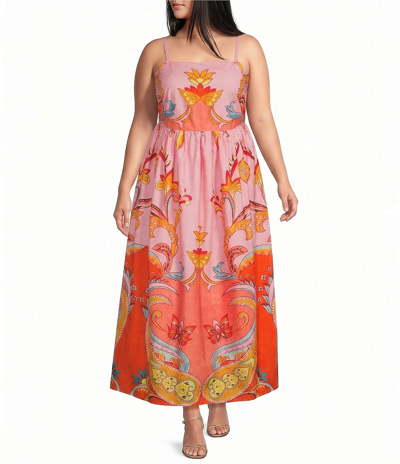 Layered With Love Plus Size Hibiscus Island Floral Cotton Poplin Maxi Dress