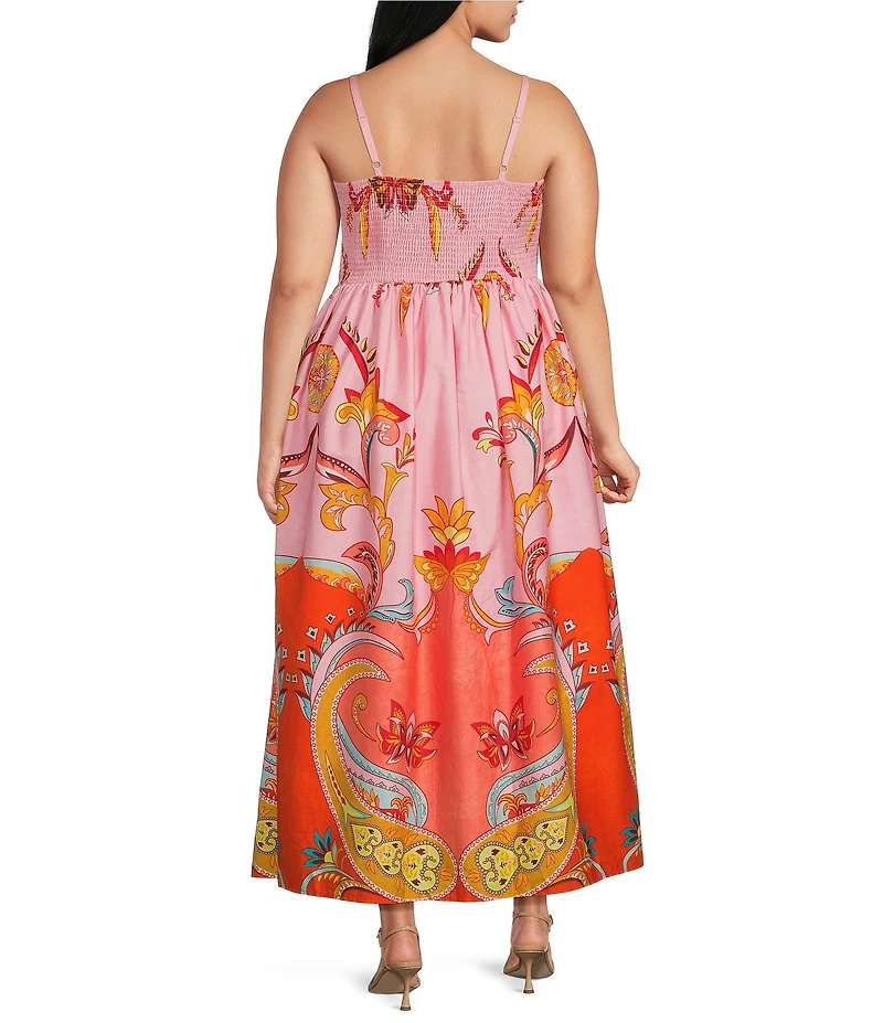 Layered With Love Plus Size Hibiscus Island Floral Cotton Poplin Maxi Dress