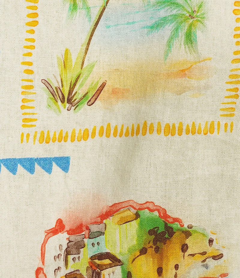 Layered With Love Plus Size Linen Postcard Print Wrap Dress
