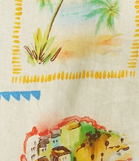 Layered With Love Plus Size Linen Postcard Print Wrap Dress