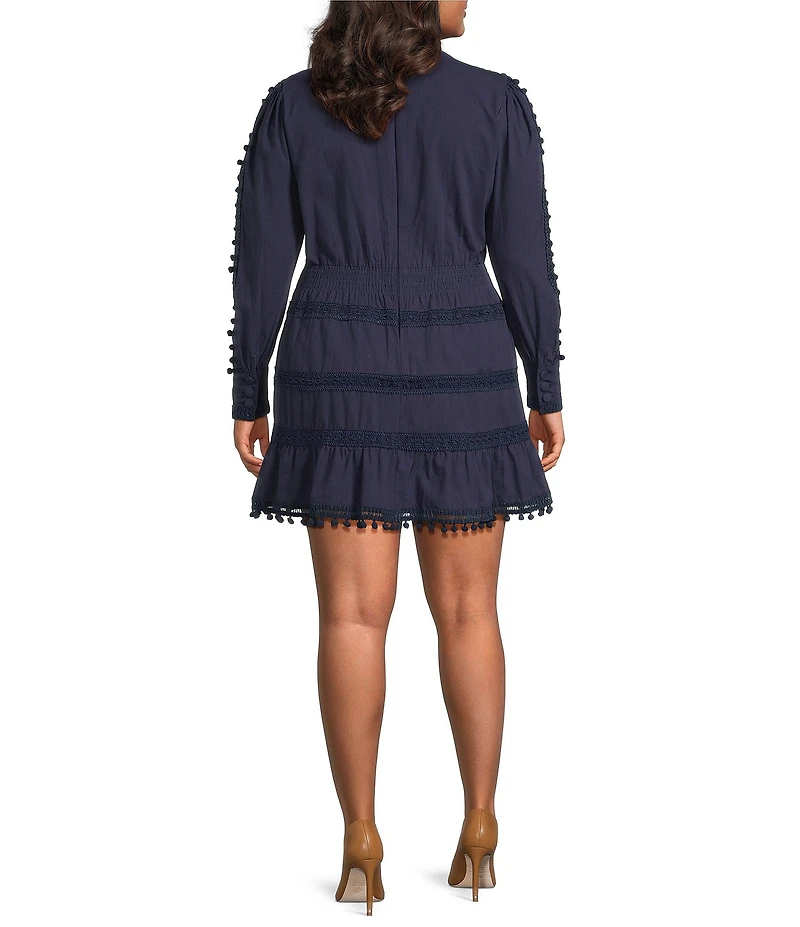 Layered With Love Plus Size Mock Neck Long Sleeve Crochet Trim Sheath Dress