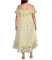 Layered With Love Plus Size Off The Shoulder Sleeveless High Low Ruffle Midi Dress