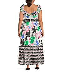 Layered With Love Plus Size Printed Ruffle Maxi Dress