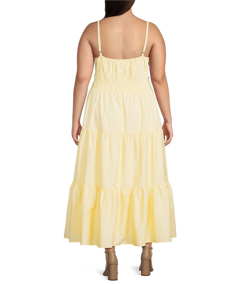 Layered With Love Plus Size Square Neck Elastic Waist Cotton Poplin Sleeveless Maxi Dress