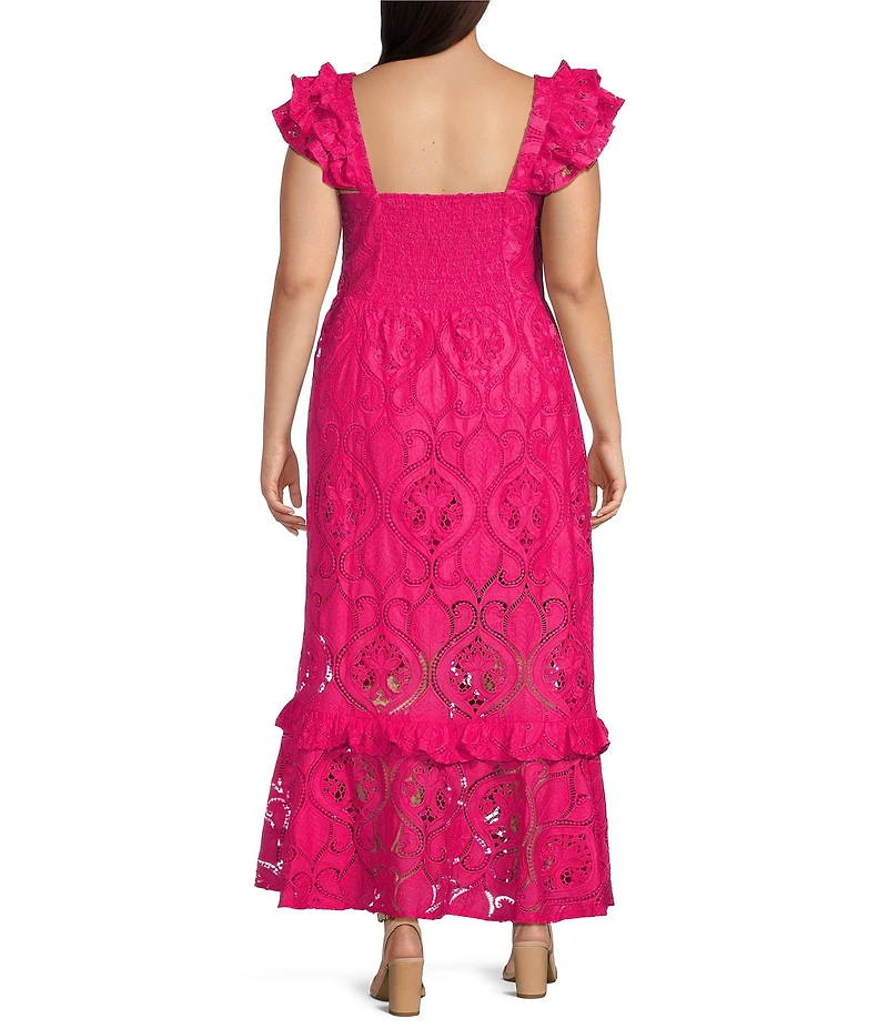 Layered With Love Plus Size Square Neck Sleeveless Ruffle Lace Maxi Dress