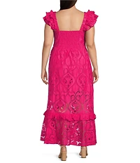 Layered With Love Plus Size Square Neck Sleeveless Ruffle Lace Maxi Dress