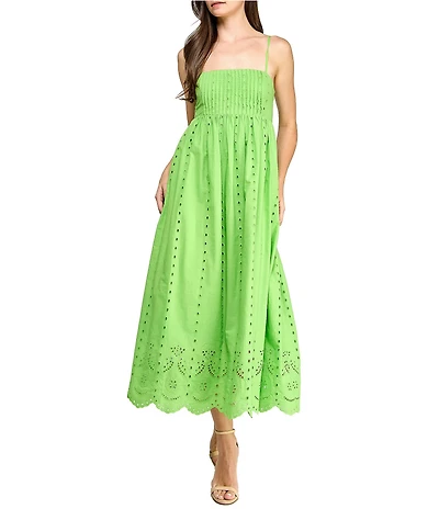 Layered With Love Poppy Square Neck Empire Waist Cotton Eyelet Maxi Dress