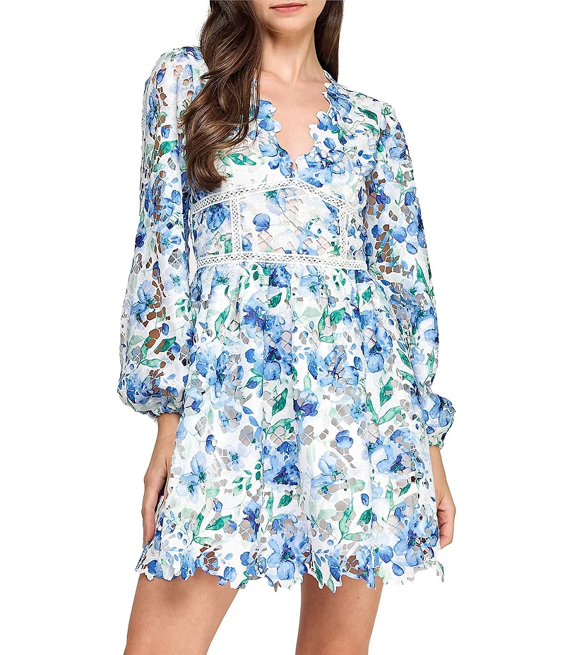 Layered With Love Rosaria Long Sleeve Lace Floral Mini Dress