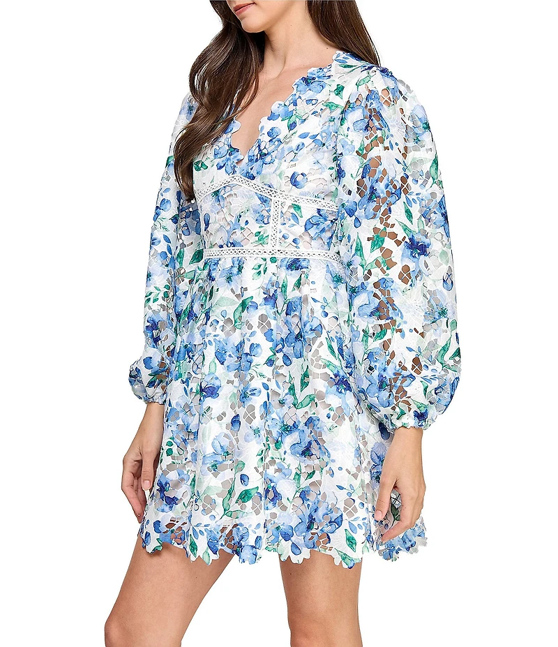 Layered With Love Rosaria Long Sleeve Lace Floral Mini Dress