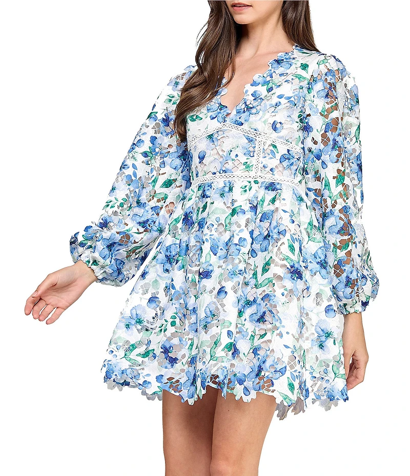 Layered With Love Rosaria Long Sleeve Lace Floral Mini Dress