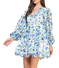 Layered With Love Rosaria Long Sleeve Lace Floral Mini Dress
