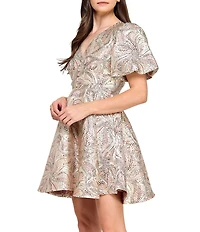 Layered With Love Short Sleeve Jacquard Mini Dress