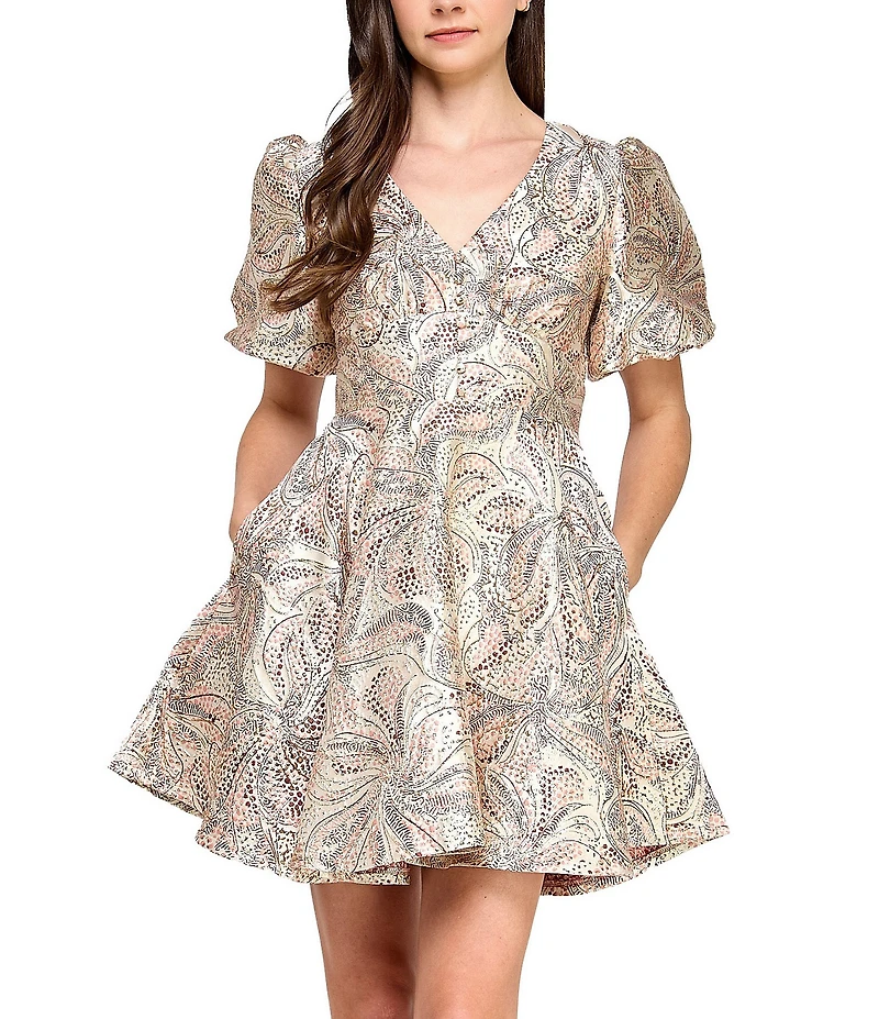Layered With Love Short Sleeve Jacquard Mini Dress