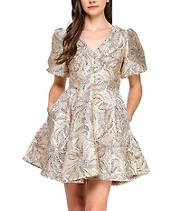 Layered With Love Short Sleeve Jacquard Mini Dress