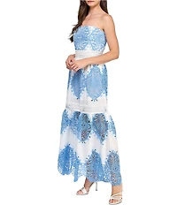 Layered With Love Strapless Embroidered Lace Maxi Dress