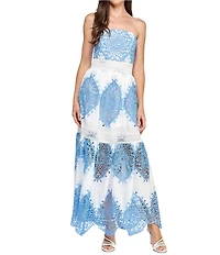 Layered With Love Strapless Embroidered Lace Maxi Dress