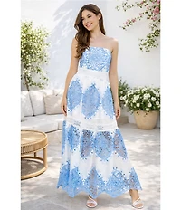 Layered With Love Strapless Embroidered Lace Maxi Dress