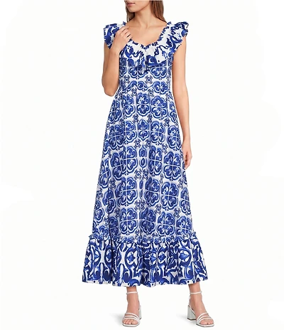 Layered With Love Tile Print Maxi Dress