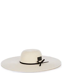 Le' AL.X Logo Leather Patch Paper Woven Oversized Brim Sun Hat