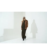 Le' AL.X Alpaca Wool Blend Knit Fringed Crew Neck Long Sleeve Pullover Coordinating Sweater