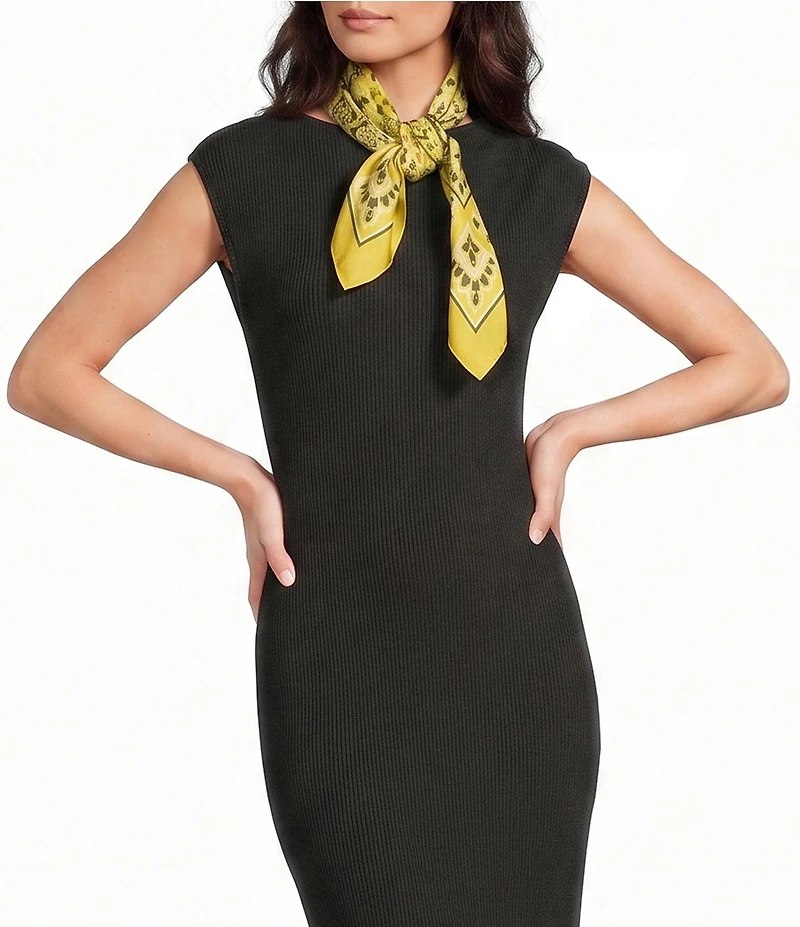 Le' AL.X Bandana Print Satin Scarf