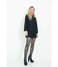 Le' AL.X Beaded Crew Neck Long Bell Sleeve Wool Blend Mini Dress