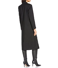 Le' AL.X Beaded Notch Lapel Collar Long Sleeve Wool Blend Blazer Trench Coat