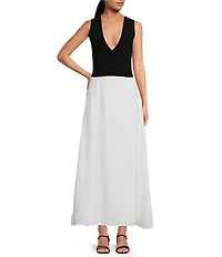 Le' AL.X Coordinating Linen A Line Maxi Skirt