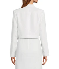 Le' AL.X Embroidered Linen Notch Lapel Long Sleeve Button Front Cropped Coordinating Blazer
