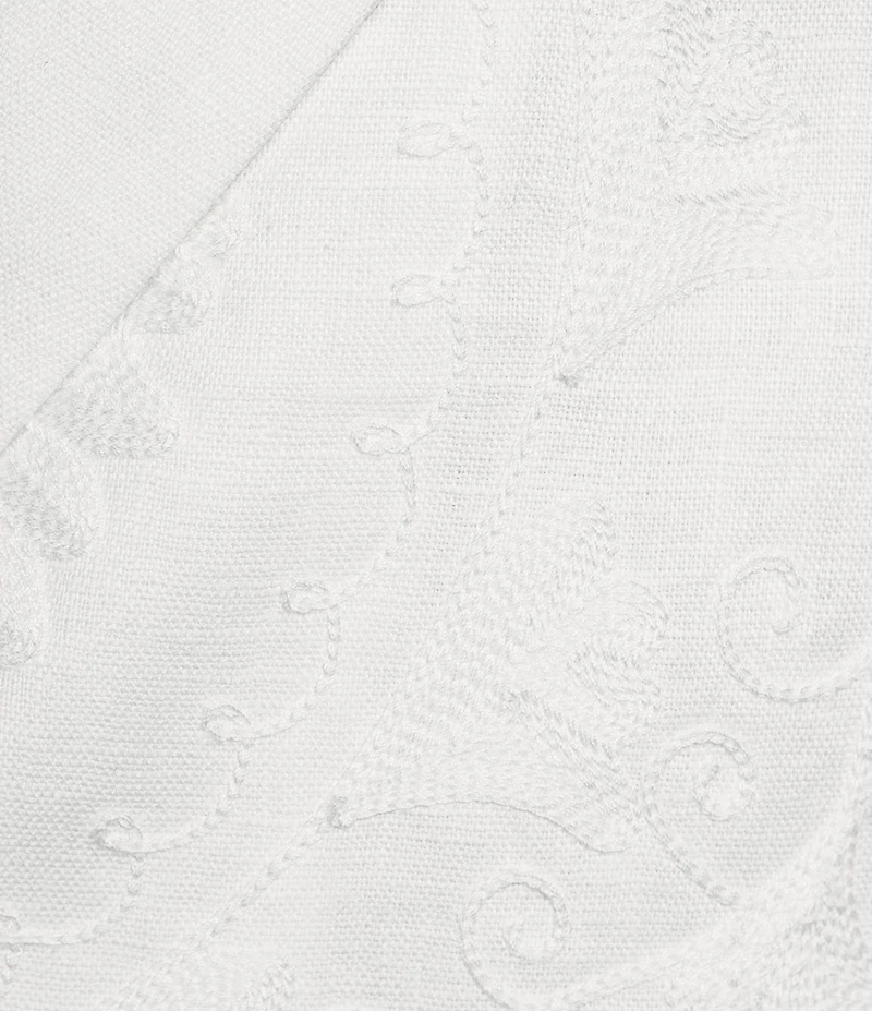 Le' AL.X Embroidered Linen Notch Lapel Long Sleeve Button Front Cropped Coordinating Blazer