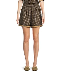 Le' AL.X Logo Print Satin High Smock Waisted Coordinating Boxing Shorts